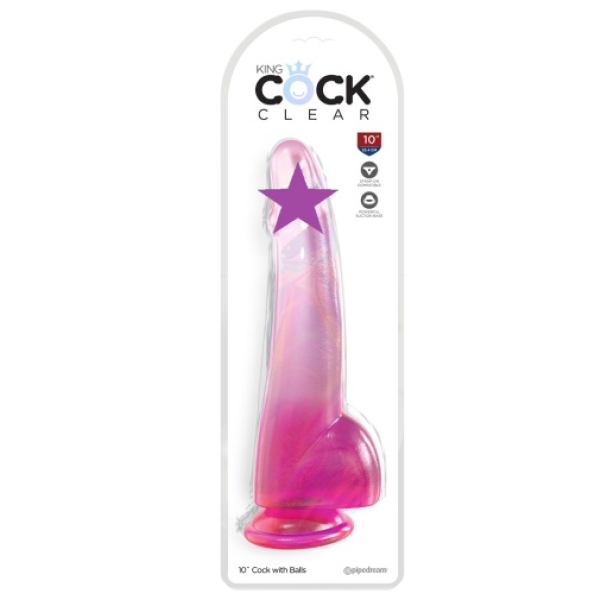 7 Sensational Inches of Pink Pleasure - Clear Cock with Balls for Ultimate Play