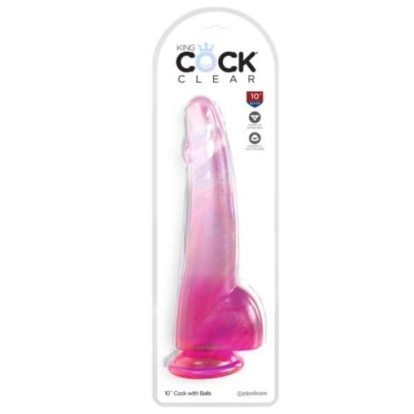7 Sensational Inches of Pink Pleasure - Clear Cock with Balls for Ultimate Play