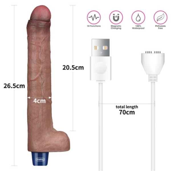 7 mind-blowing features of the 10.5" Real Softee Vibro Dildo in lifelike brown