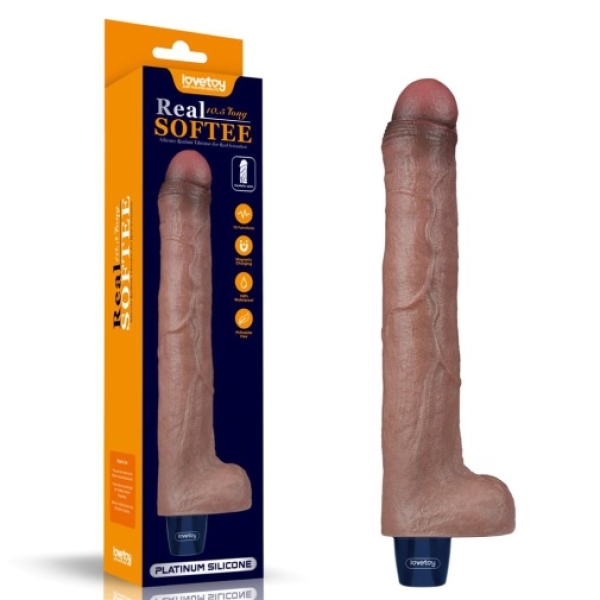 7 mind-blowing features of the 10.5" Real Softee Vibro Dildo in lifelike brown