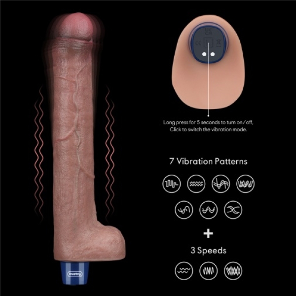 7 mind-blowing features of the 10.5" Real Softee Vibro Dildo in lifelike brown