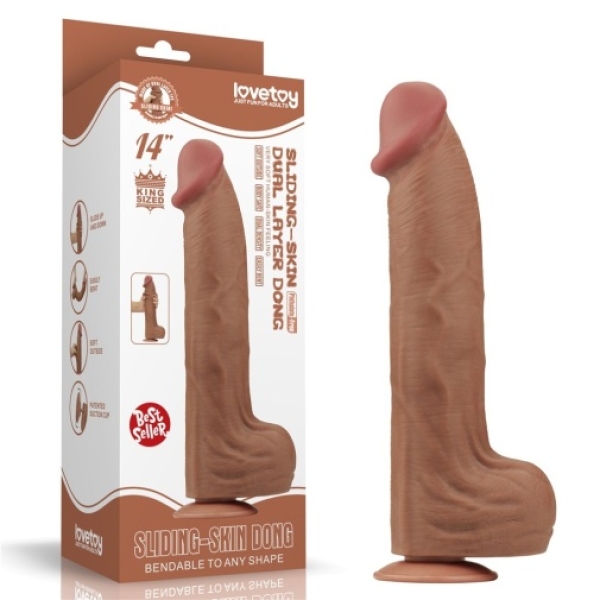 7 Sensational Inches of Realistic Pleasure with Sliding Skin Dildo - Brown