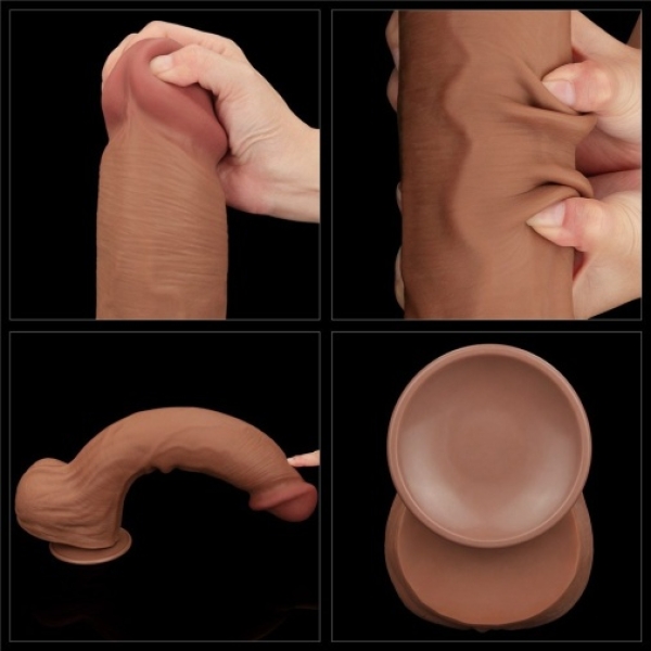 7 Sensational Inches of Realistic Pleasure with Sliding Skin Dildo - Brown