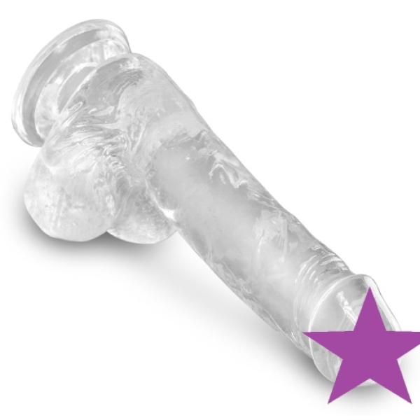 6 Sensational Inches of Crystal-Clear Pleasure - 6" Cock w Balls for Ultimate Fun!