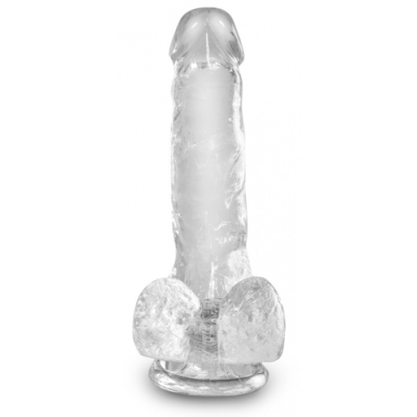 6 Sensational Inches of Crystal-Clear Pleasure - 6" Cock w Balls for Ultimate Fun!