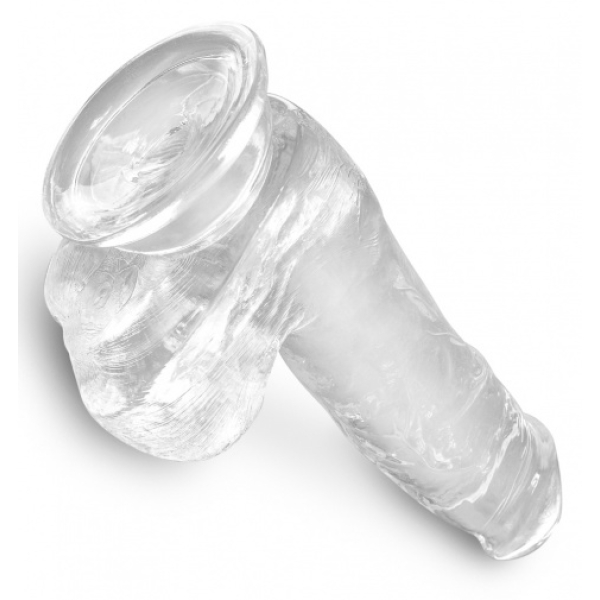 6 Sensational Inches of Crystal-Clear Pleasure - 6" Cock w Balls for Ultimate Fun!