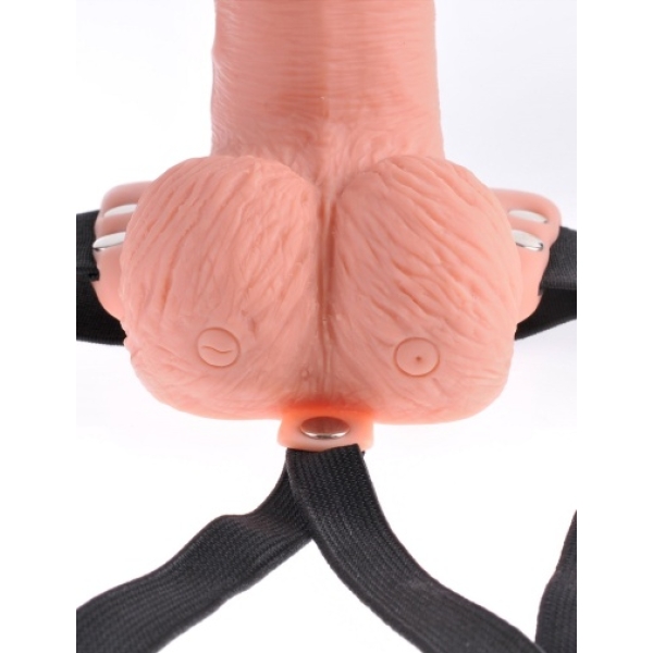 6 Sensational Inches of Pleasure: Vibrating Hollow Strap-On with Realistic Balls