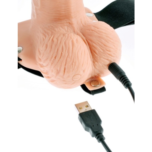 6 Sensational Inches of Pleasure: Vibrating Hollow Strap-On with Realistic Balls