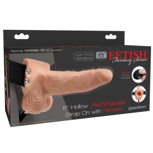 6 Sensational Inches of Pleasure: Vibrating Hollow Strap-On with Realistic Balls