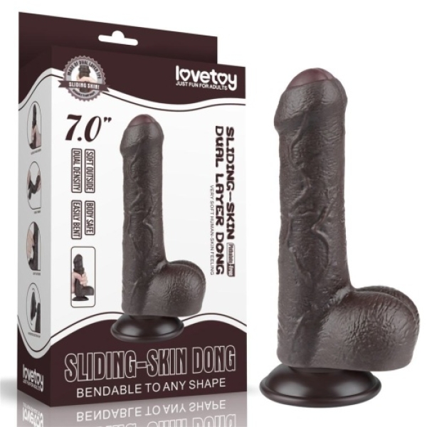 7 Sensational Inches of Realistic Pleasure with Sliding Skin Dildo - Brown