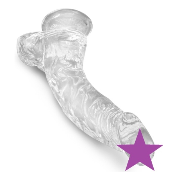 7 Sensational Inches of Crystal-Clear Pleasure - Realistic Cock with Balls for Ultimate Fun!