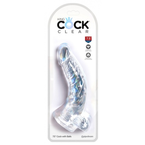 7 Sensational Inches of Crystal-Clear Pleasure - Realistic Cock with Balls for Ultimate Fun!