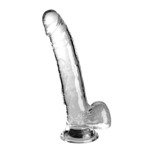 9" Clear Cock w Balls - Ultra-Realistic Transparent Toy for Intense Pleasure