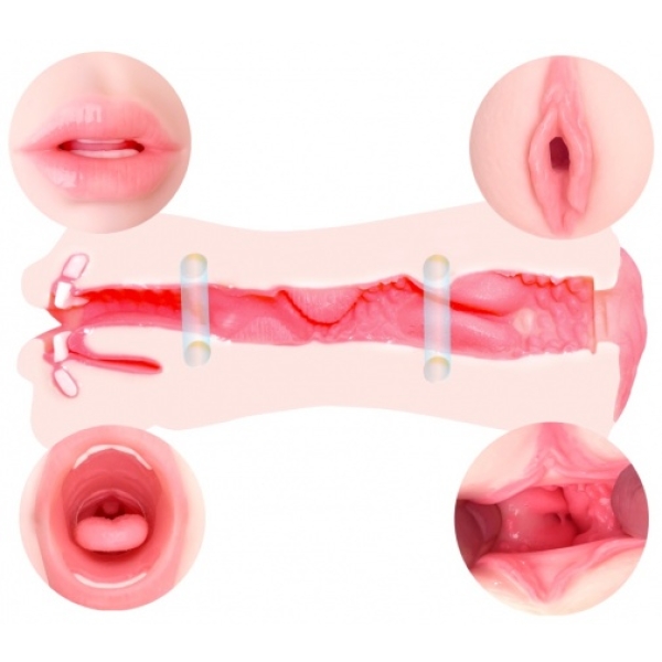 5 Sensational Realistic Textures in 1 NUPU Double-Sided Pleasure Toy