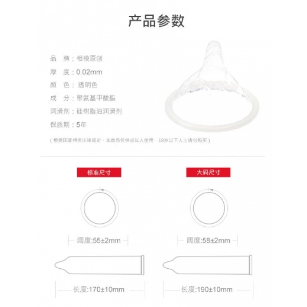 5 Ultra-Thin Sensations: Original 0.02 L-Size (2ndG) 58mm for Intense Pleasure