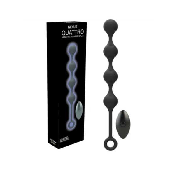 5 Intense Pleasure Modes in Quattro Vibro Beads - Black for Ultimate Satisfaction