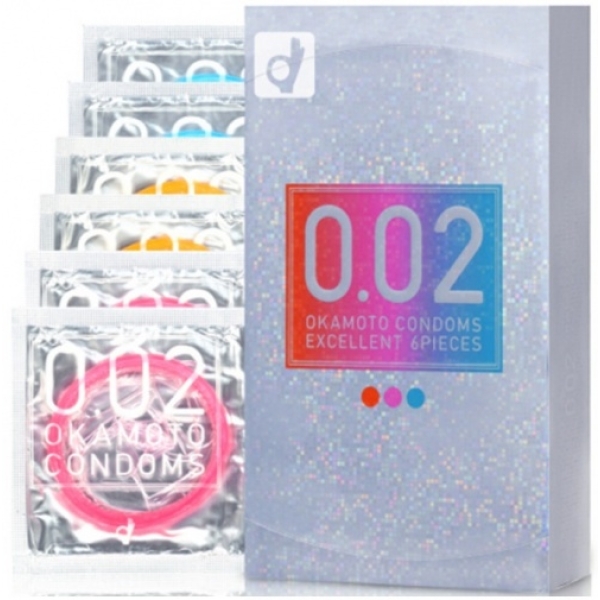 6 Ultra-Thin 0.02EX Condoms in 3 Sensational Colors for Intense Pleasure